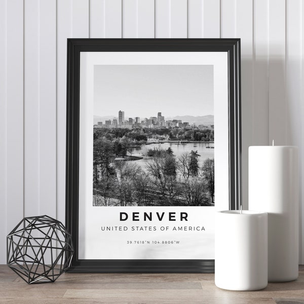 Denver Print Black and White, Denver Poster, USA Prints, Denver Wall Art, Denver Landscape, Denver Photo, Texas, Denver Decor, Colorado