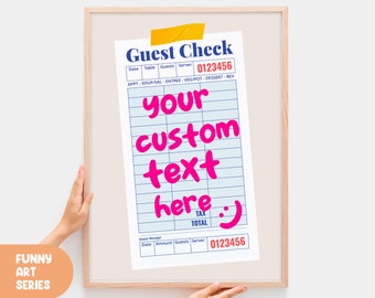 Custom Guest Check Poster: Funky Dorm Decor (Digital Download)
