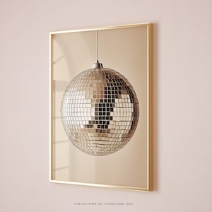 Vintage Disco Ball Print, Coquette Wall Art, Dopamine Decor, Beachy Wall Art, Bar Cart Wall Art, Maximalist Wall Art 70s Glamour Style Print