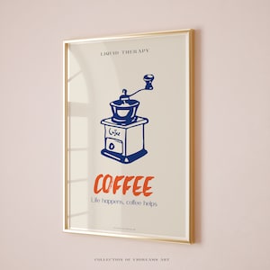Coffee Poster, Bar Cart Decor, Bar Cart Art, Coffee Print, Coffee Shop Poster, Coffee House Posters, Moka Pot, Kitchen Decor, Coffee Gift