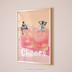 Cheers Poster, Coctail Poster, Cheers Print, Cocktail Prints, Bar Cart Decor, Cheers Wall Art, Cheers Sign, Bar Cart Print, Happy Hour Print