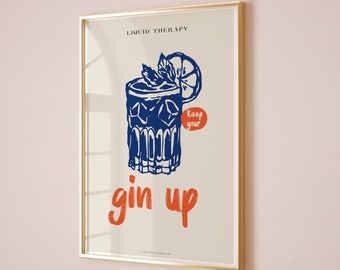 Gin Print, Gin Tonic Poster, Coctail Poster, Cocktail Prints, Bar Cart Decor, Bar Cart Print, Bar Cart Art, Gin Lover, Cocktail Drinks Print