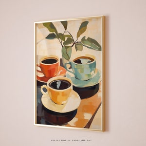 Retro Coffee Painting, Bar Cart Decor, Vintage Coffee Print Italian Coffee Shop Poster Kitchen Decor Coffee Illustration Coffee Shop Artwork
