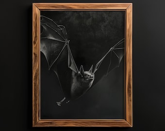 Bat Print, Dark Cottagecore Wall Art, Spooky Wall Decor, Dark Academia Prints, Gothic Room Decor, Occult Art Dark Aesthetic Whimsigoth Decor