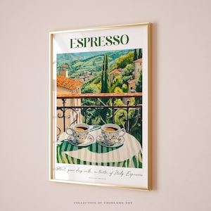 Tuscany Espresso Poster, Bar Cart Decor, Italian Espresso Print, Retro Coffee Print Coffee Shop Poster Espresso Coffee Posters Tuscany Decor
