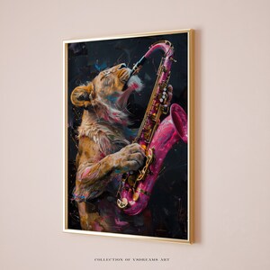 Music Poster, Lion Prints, Saxophone Prints, Concert Prints, Orchestra Art, Musical Instruments, Dopamine Decor Bar Cart Print, Instrumental