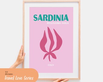 Sardinia Italy Print: Retro Travel Poster (Digital Download)
