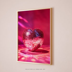 Disco Hearts Print, Coquette Wall Art, Dopamine Decor, Beachy Wall Art, Bar Cart Wall Art, Girly Dorm Decor, Pink Preppy Disco Heart Prints