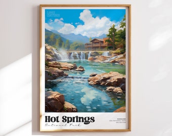 Affiche du parc national de Hot Springs : impression de la nature de l'Arkansas (téléchargement numérique)