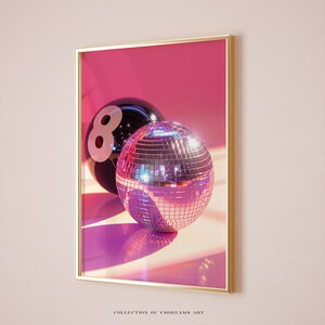 Disco Ball Print, 8 Pool Ball Print, Lucky 8 Ball Wall Art, Coquette Wall Art, Dopamine Decor, Bar Cart Wall Art, Billiard Prints Preppy Art