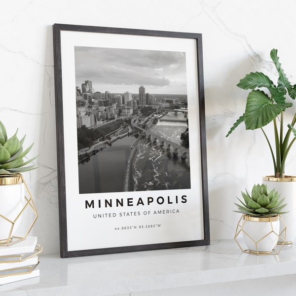 Minneapolis Print Black and White Minneapolis Poster, USA Print, Minneapolis Wall Art, Minneapolis Landscape, Minneapolis Photo Prints