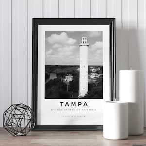Tampa Print Black and White, Tampa Poster, USA Print Tampa Wall Art, Tampa Landscape, Tampa Prints, Tampa Photo, Tampa Florida, Tampa prints