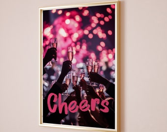 Cheers Poster, Coctail Poster, Cheers Print, Cocktail Prints, Bar Cart Decor, Cheers Wall Art, Cheers Sign, Bar Cart Print, Happy Hour Print