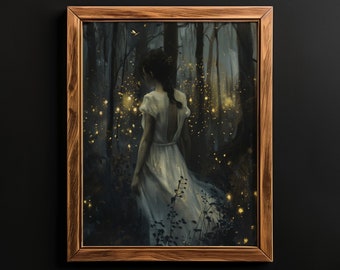 Walking Into The Forest, Dark Academia Print, Moody Victorian Wall Art, Dark Decor Aesthetic, Dark Cottagecore, Gothic Prints, Fairycore Art