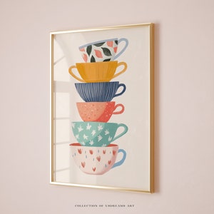 Coffee Cup Painting, Bar Cart Decor, Cute Coffee Print, Coffee Shop Poster, Kitchen Decor, Coffee Cup illustration, Coffee Shop Artwork
