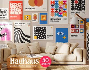 Bauhaus Prints, Bauhaus Poster Bundle, Printable Gallery Wall Set, Modern Gallery Wall, Bauhaus Print Set, Abstract Art Print, Bauhaus Art