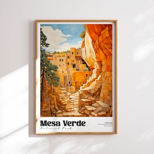 Póster del Parque Nacional Mesa Verde, regalo para el Parque Nacional, regalo para amantes de la naturaleza, arte mural imprimible, impresión de Colorado, regalo para excursionistas, arte mural de Mesa Verde