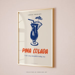 Pina Colada Cocktail Poster, Bar Cart Decor, Bar Cart Print, Bar Cart Art,  Drinks Print, Alcohol Prints Classic Cocktails Pina Colada Print