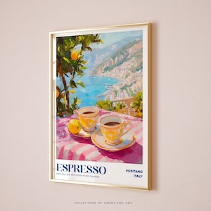 Espresso Poster, Bar Cart Decor, Italian Espresso Print, Retro Coffee Print, Coffee Shop Poster, Coffee House Posters Positano Coffee Poster