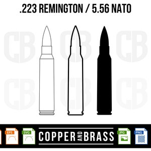223 レミントン / 5.56 NATO 弾薬カートリッジ / グラフィック .ai .svg .eps .png .jpg ファイル |ベクター ファイル |クリップアート | CNC ファイル |プロッタテンプレート