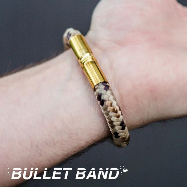 Armband "Bullet Band"  Desert Camo mit 9mm Patronenhülsen und Paracord