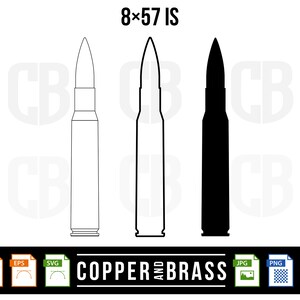8x57 IS Bullet Cartridge / Graphics .ai .svg .eps .png .jpg Files | | vector files | Clip Art | CNC files Plotter Template