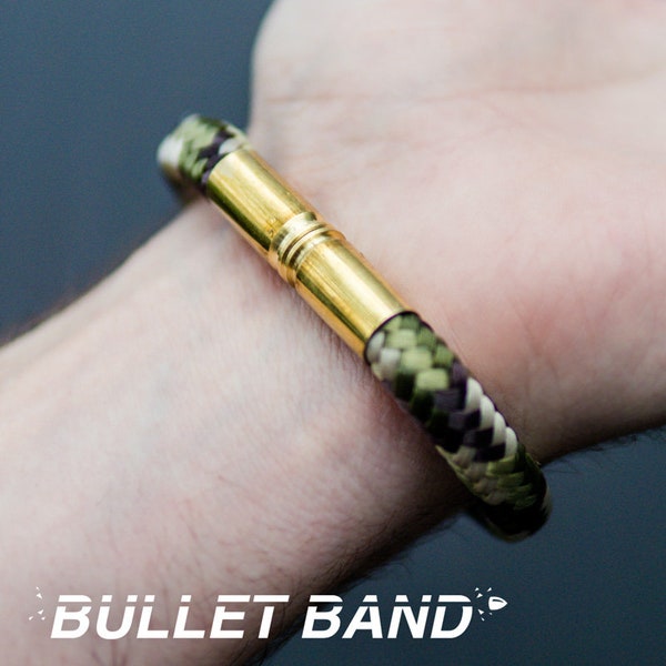 Armband "Bullet Band" Camo mit 9mm Patronenhülsen und Paracord