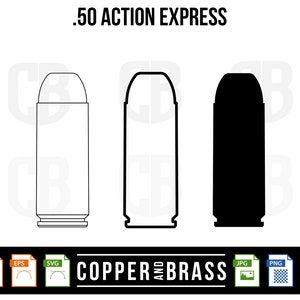 50 AE Bullet Cartridge / Graphics .ai .svg .eps .png .jpg Files | | vector files | Clip Art | CNC files Plotter Template