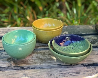 Bowls, Nesting Bowls, Serving Bowls, Cereal Bowls, Yellow Bowls,  Pink Bowls, Snack Bowls, Pottery, Ceramic, Gift, Handmade