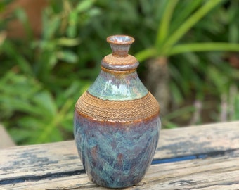 Ceramic Bottle, Ceramic Vase, Ceramic Dispenser, Lidded Bottle, Handmade, Gift, Oil Vessel, Pottery