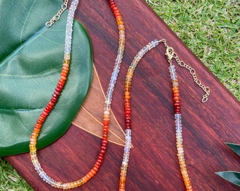 Dainty Mexican Fire Opal Beaded Necklace
