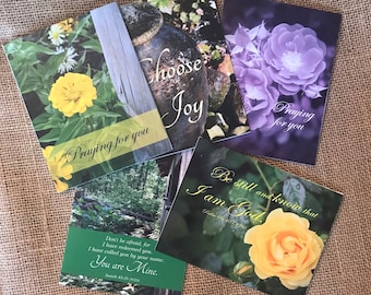 Encouragement Nature Blank Note Card Pack of 5, Flowers Scripture