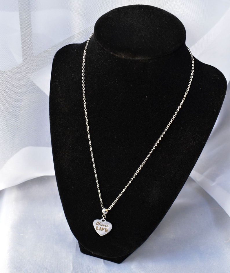 Choose Life Stainless Steel Charm Necklace Etsy