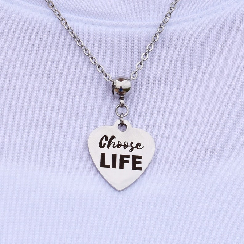 Choose Life Stainless Steel Charm Necklace Etsy