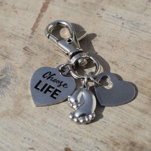Choose Life Zipper Pull with Stainless Steel Charms