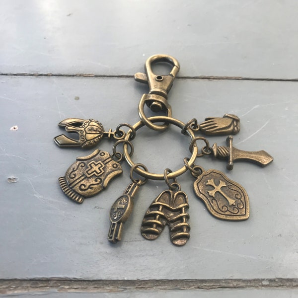 Armor of God Antique Bronze Zipper Pull, Purse Charm