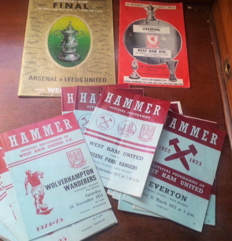West Ham United programmes x 16 1972-1974 Final Programme 1972 Arsenal v West Ham