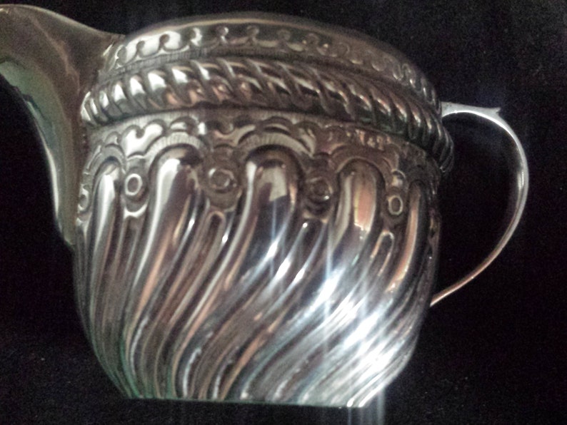 H.M.Silver cream jug 1894 Hilliard /& Thomason gilded interior