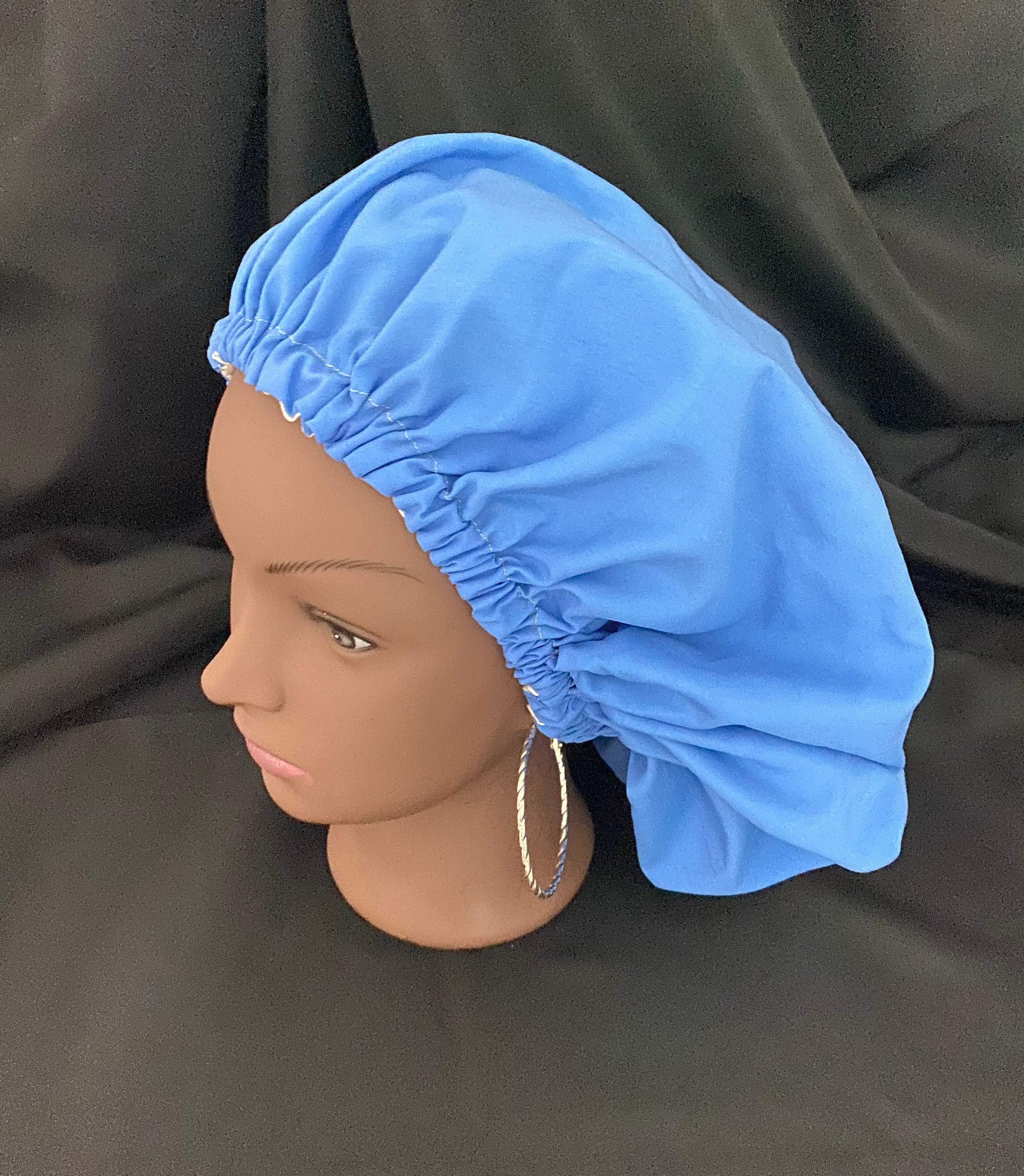 Light Blue Shower Cap with Satin Lining Large enough to hold Etsy