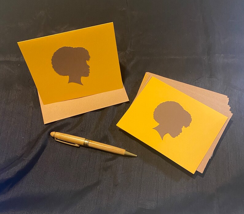 Afro Silhouette Notecards Set of 10 Personalization - Etsy