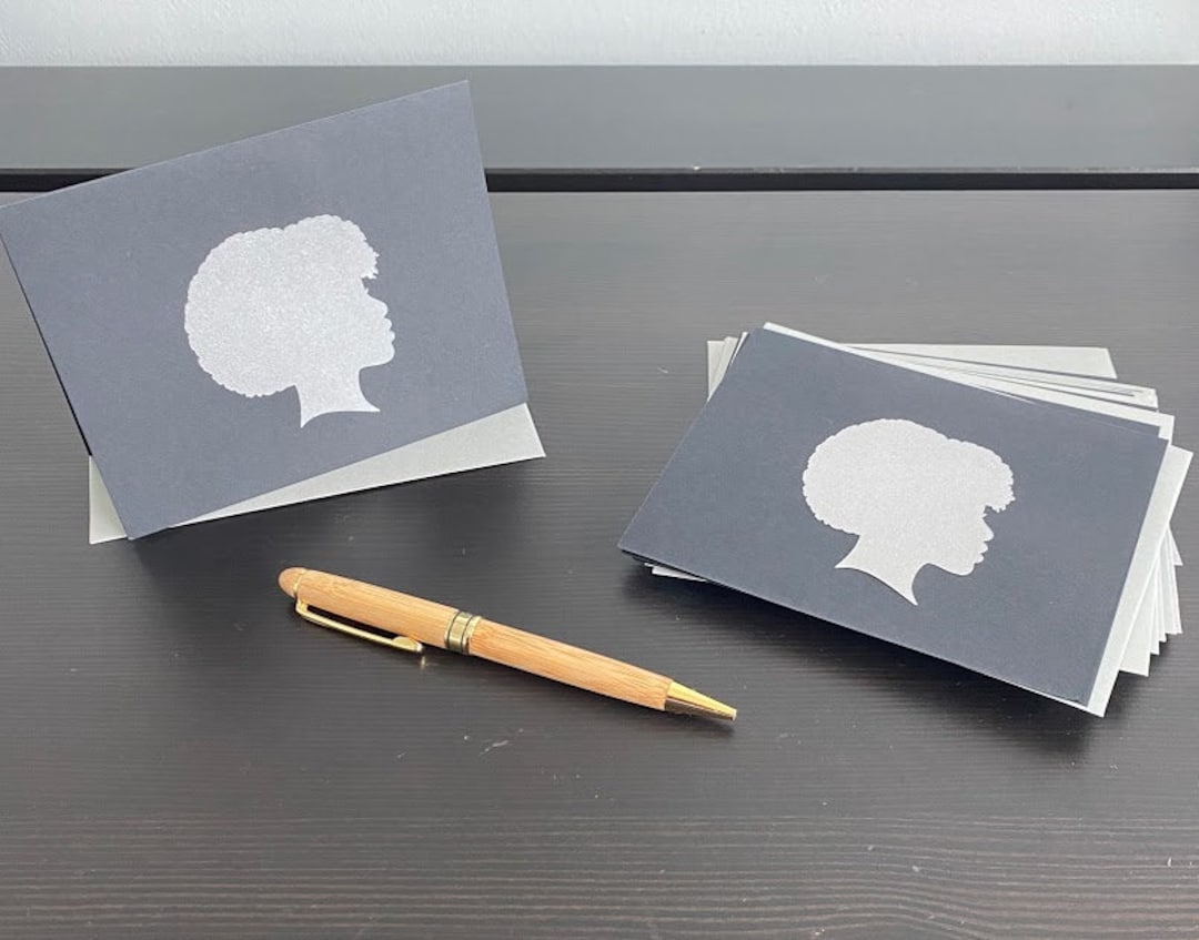 Afro Silhouette Notecards - Set of 10 - Personalization Available - Etsy