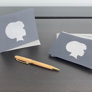Afro Silhouette Notizkarten - 10er Set - Personalisierung verfügbar