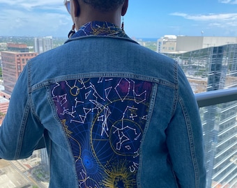 Up-Cycled Constellation  Denim Jacket