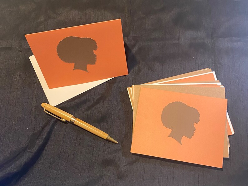 Afro Silhouette Notecards Set of 10 Personalization - Etsy