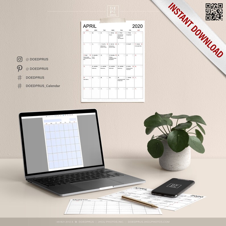 Editable/Printable Plain Monthly Calendar Template with Sunday | Etsy