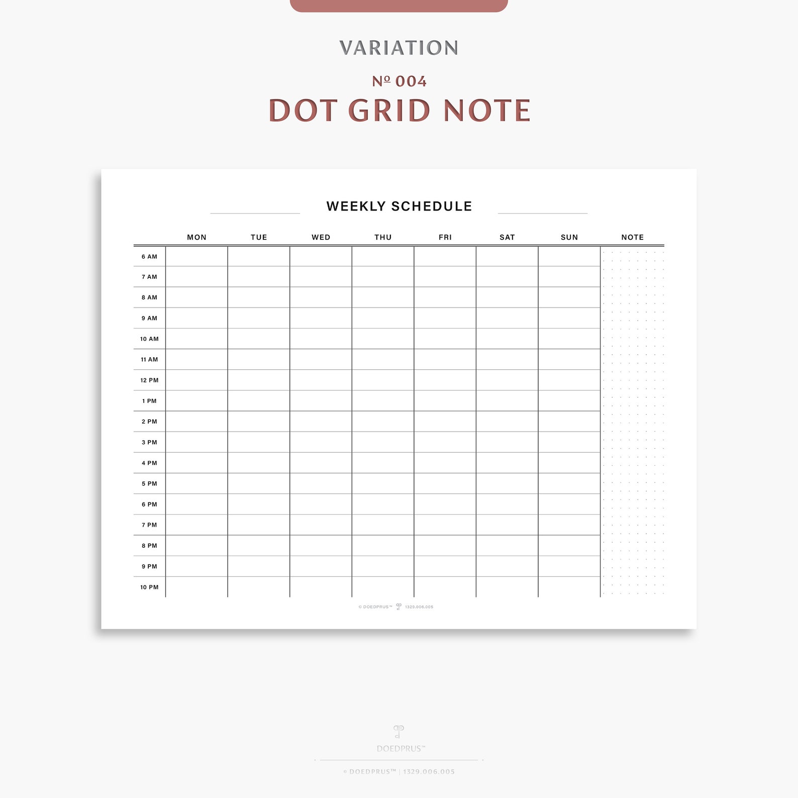 Weekly Schedule Sheets With Note list Hourly Layout 12 hour 24 hour