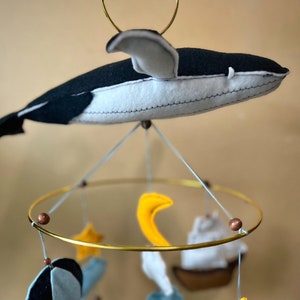 Baby Mobile | Crib Mobile | Custom Nursery Accessories | Baby Shower Gifts | Whale Plushie | Cloud Theme | Earth-tones