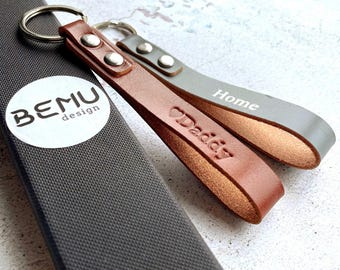 Llavero de cuero personalizado, llavero personalizado para coche, regalo personalizado para él o ella, regalo elegante para papá