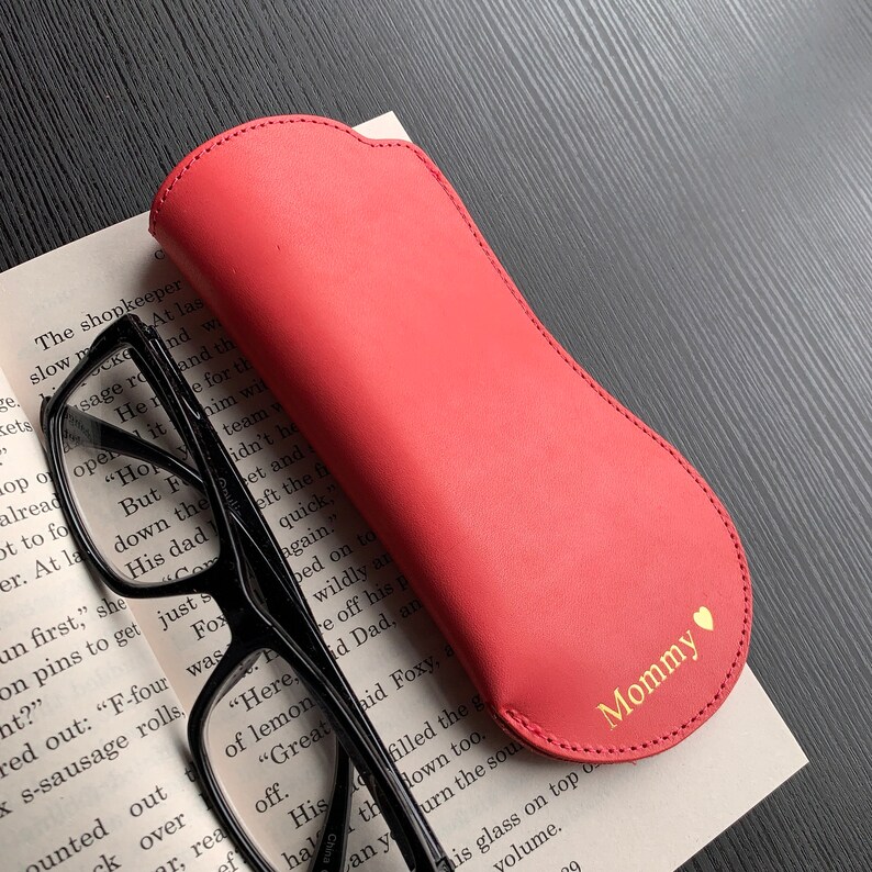 Personalised Glasses Case, Gift for Grandmother, Customised Present for Grandfather, Unique Gift for Mom, gift for Dad, Christmas gift ideas, black spectacles sleeve, brown sunglasses slip case, red lovers gift, yellow gift