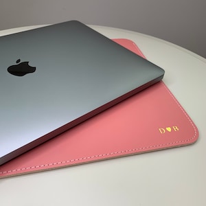 Leather MacBook Sleeve Case, Personalised 13” MacBook Case, Custom Gift for Her, Mother's Day Gift,  birthday gift for Wife